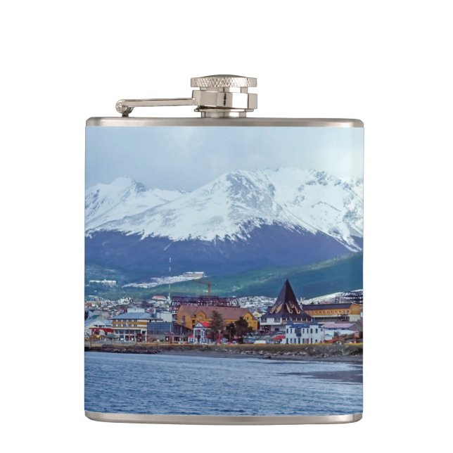 Famous Ushuaia - Tierra del Fuego, Argentina Flask (Front)