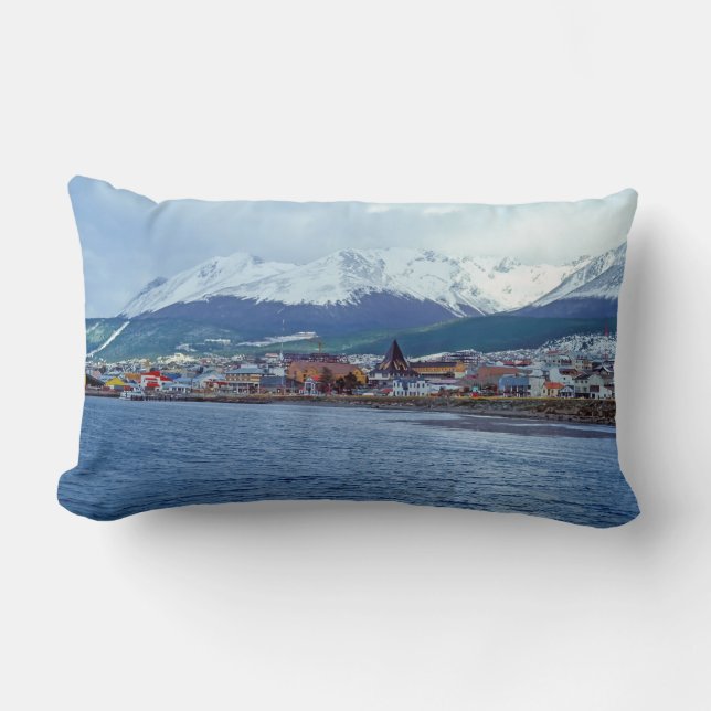 Famous Ushuaia - Tierra del Fuego, Argentina Lumbar Pillow (Front)