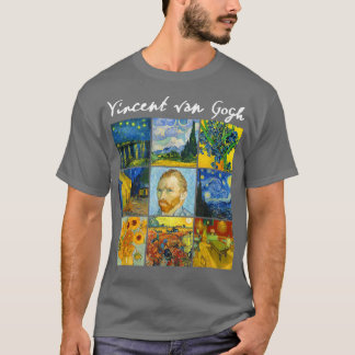 Famous Van Gogh Paintings Art Starry Night Flowers T-Shirt