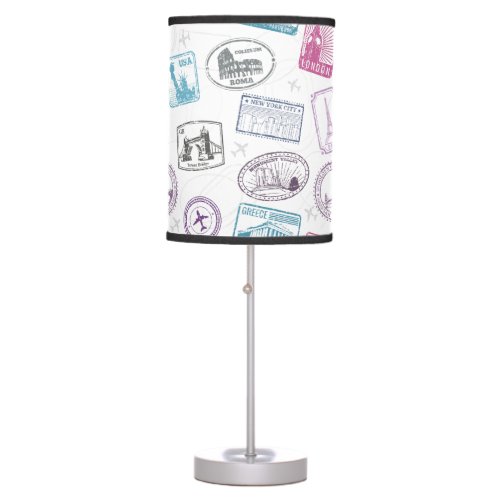  Famous world monuments seamless pattern Table Lamp