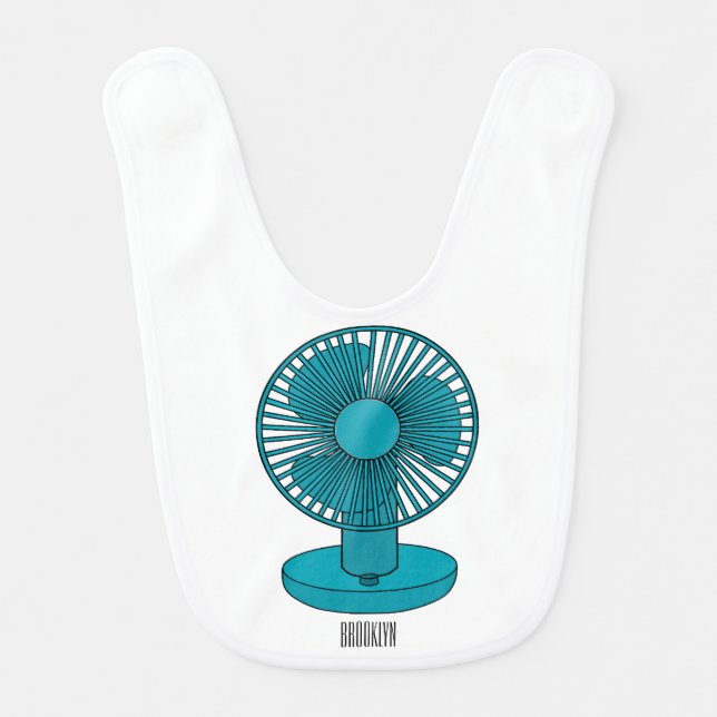Fan cartoon illustration  baby bib (Front)