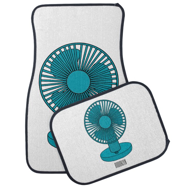 Fan cartoon illustration  car floor mat (Set)