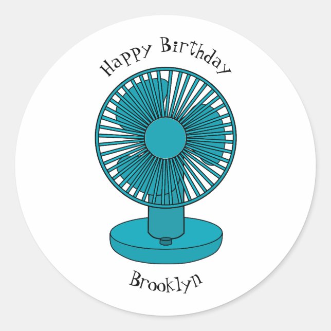 Fan cartoon illustration classic round sticker (Front)