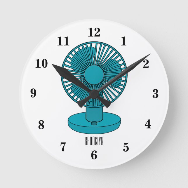 Fan cartoon illustration round clock (Front)