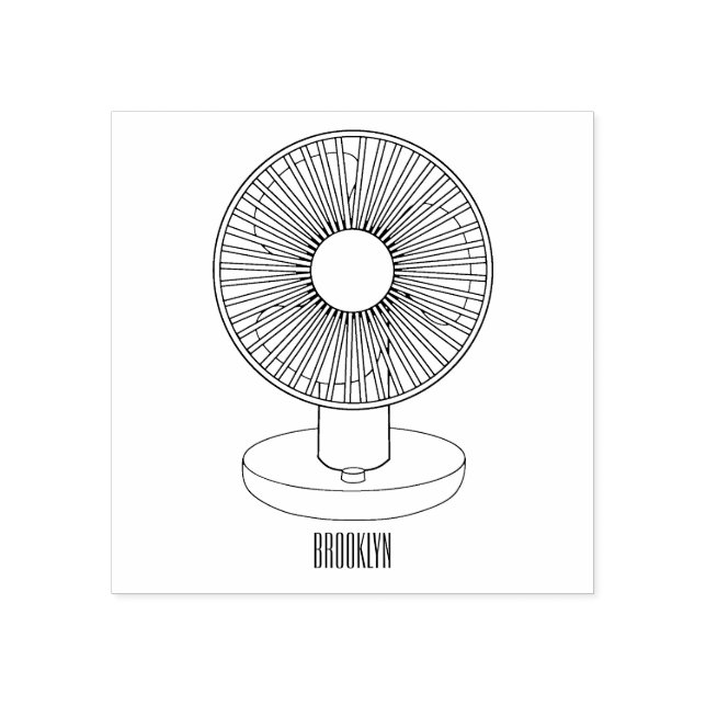 Fan cartoon illustration rubber stamp (Imprint)