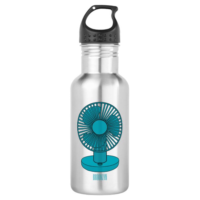 Fan cartoon illustration  stainless steel water bottle (Front)