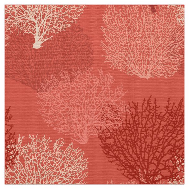 Fan Coral Print, Turquoise, Aqua and Cobalt Blue Fabric | Zazzle