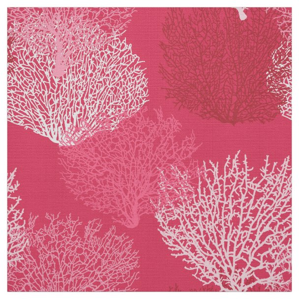 Fan Coral Print, Turquoise, Aqua and Cobalt Blue Fabric | Zazzle