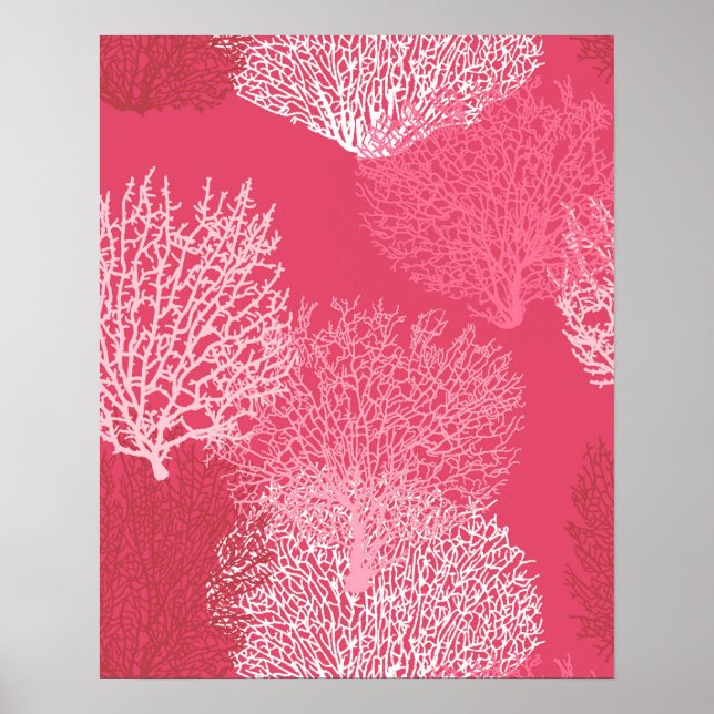 Fan Coral Print, Shades of Coral Pink Poster (Front)