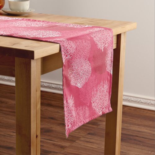 Fan Coral Print Shades of Coral Pink   Short Table Runner