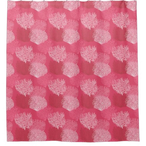 Fan Coral Print Shades of Coral Pink   Shower Curtain