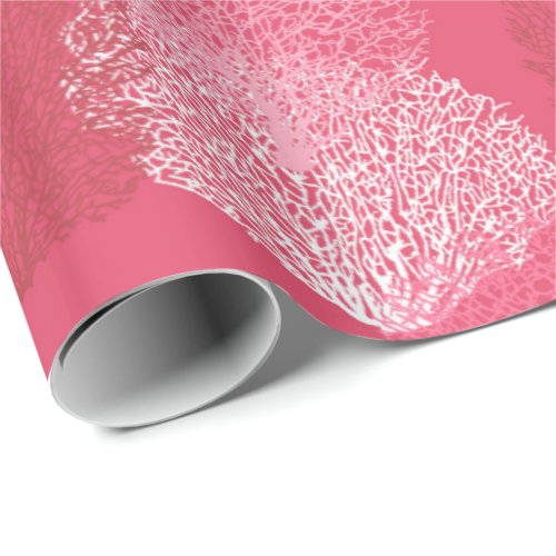 Fan Coral Print Shades of Coral Pink Wrapping Paper