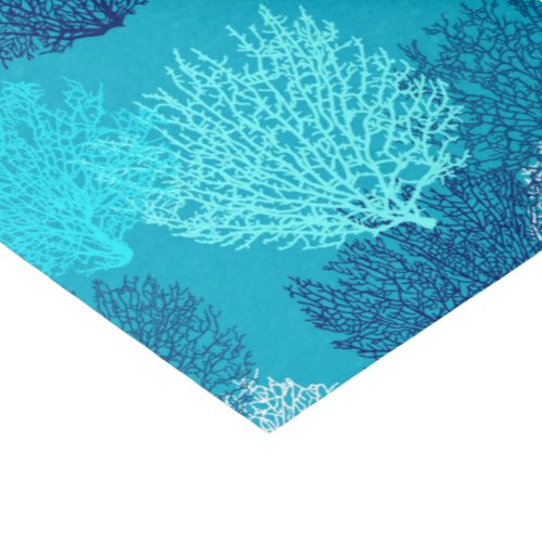 Fan Coral Print Turquoise Aqua and Cobalt Blue Tissue Paper