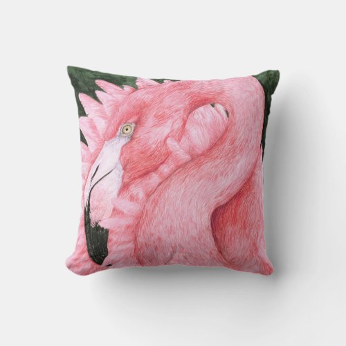 Fan Dancer _ Pink Flamingo Throw Pillow