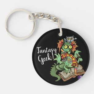 Fan Dragon "Fantasy Geek!" Keychain