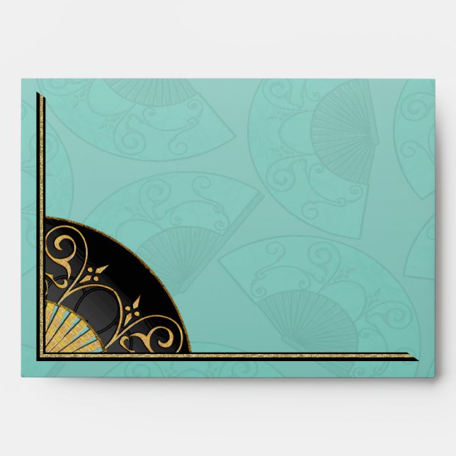 Fan Elegant (Blue) Personalized Envelope (Front)