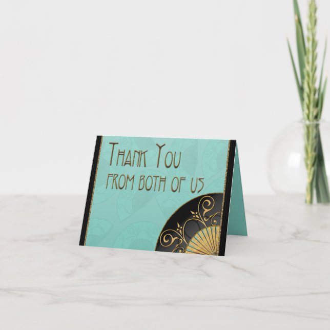 Fan Elegant (Blue) Thank-You Note Thank You Card (Front)
