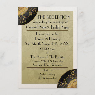 Fan Elegant (Moss) - Personalized Reception Invite