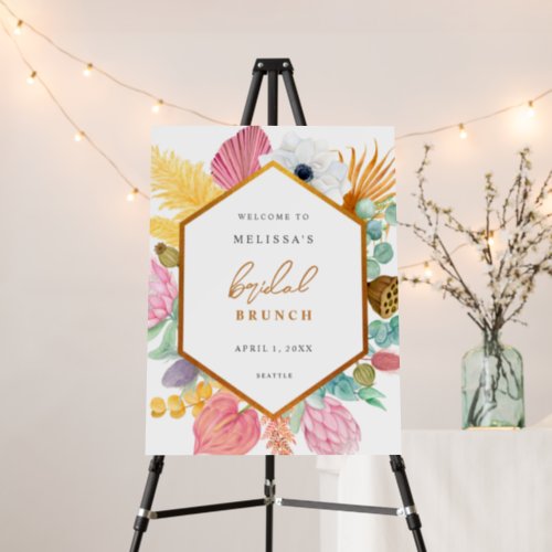 Fan Floral Feather Bridal Brunch Sign Multicolored