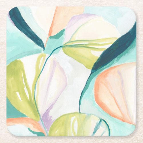 Fan Flowers IV Square Paper Coaster