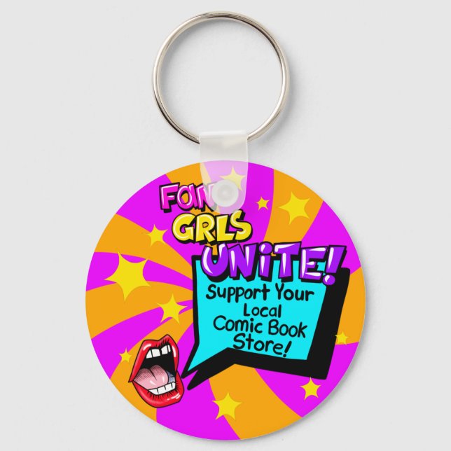 Fan Girls Unite! Comic Book Inspired Keychain (Front)