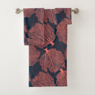 Fan living colral bath towel set