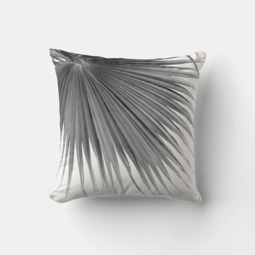 Fan Palm Black  White Dream 1 tropical wall  Throw Pillow