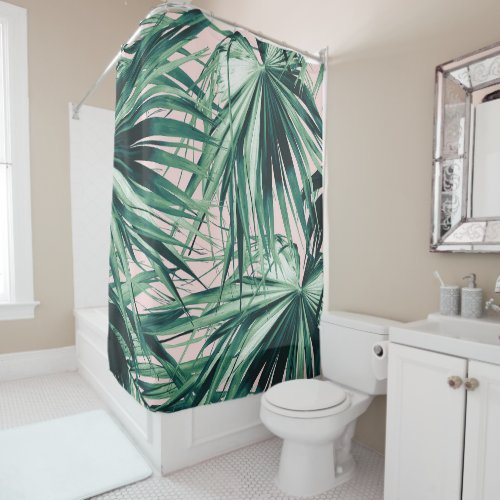 Fan Palm Jungle Dream 1 tropical wall decor Shower Curtain