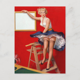 Fan Pin Up Postcard