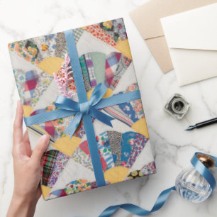 Fan quilt with yellow wrapping paper