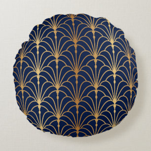 Fan seamless pattern. Chinese, Japanese style. Tra Round Pillow