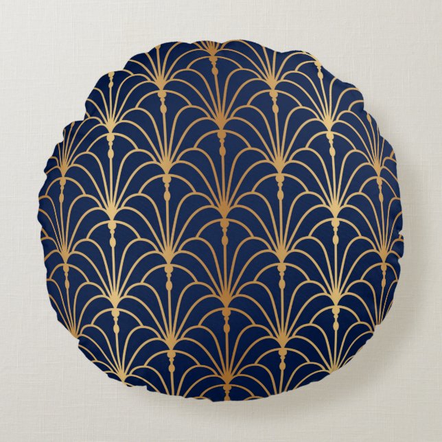 Fan seamless pattern. Chinese, Japanese style. Tra Round Pillow (Front)