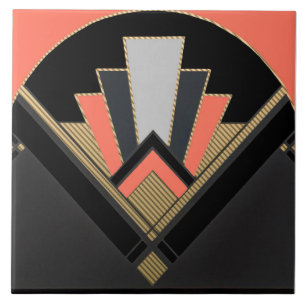 Fan Style Art Deco Peach Ceramic Tile