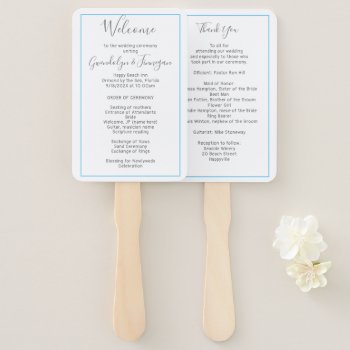 Fan Wedding Program Template White Rectangle by millhill at Zazzle