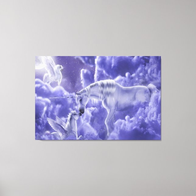 Fanasty Unicorn Mom and Baby Canvas Print (Front)