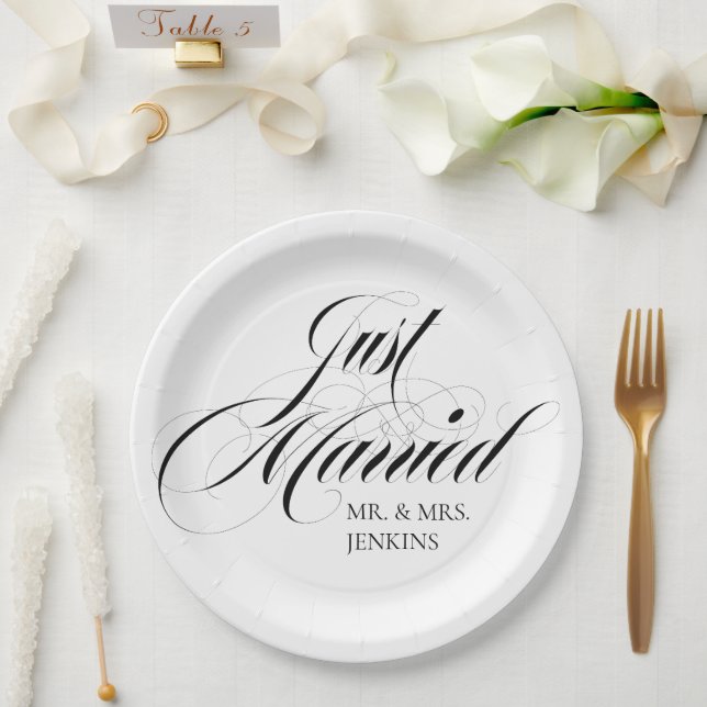 Fanciest Just Married Reception  Paper Plates (Wedding)