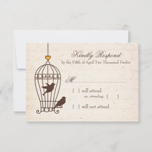 Fanciful Bird Cage - Autumn Orange Wedding RSVP