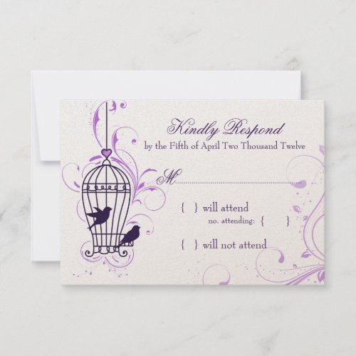 Fanciful Bird Cage with Swirls Aubergine RSVP