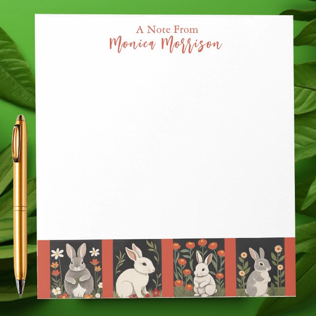 Fanciful Bunnies In A Row Stationery Notepad (Creator Uploaded)
