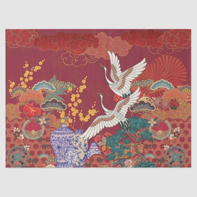 Fanciful Chinoiserie Decoupage Tissue Paper (Front)