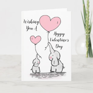 Fanciful Elephants "Happy Valentines Day" Holiday Card