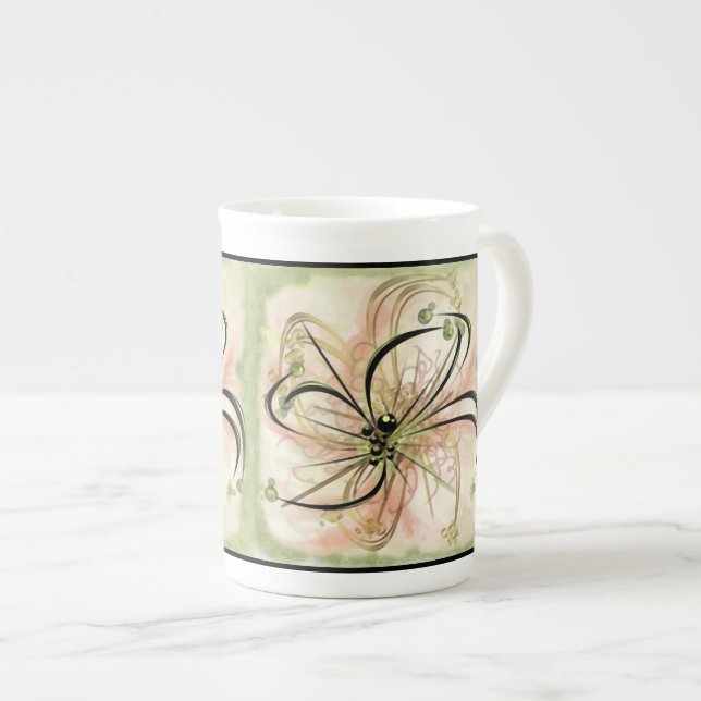 Fanciful Flower Bone China Mug (Front Right)