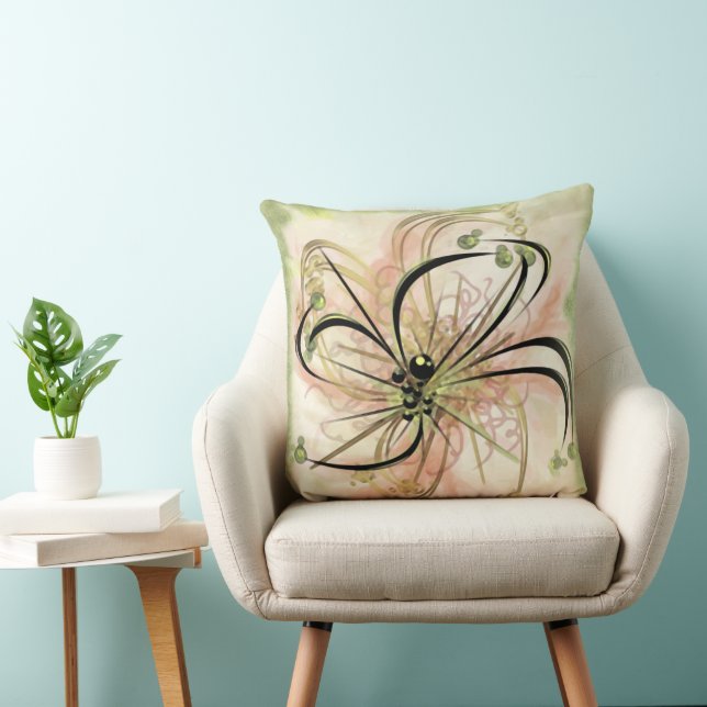 Fanciful Flower Throw Pillow (Chair)