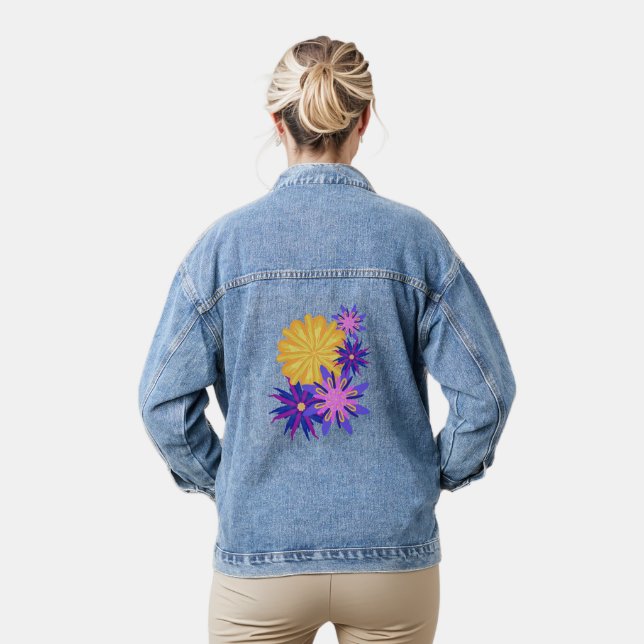 Fanciful Flowers Denim Jacket (Model)
