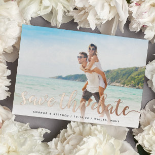 Fanciful Foil Script Save the Date Card