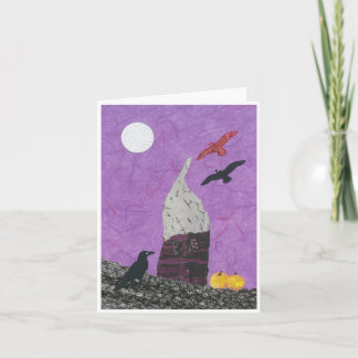 Fanciful Halloween or Samhain Card, House, Crows Card