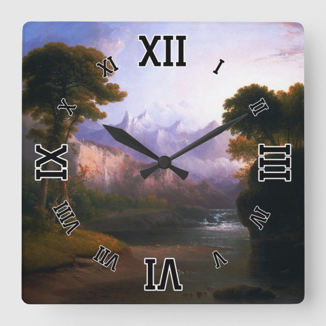 Fanciful Landscape By Thomas Doughty Square Wall Clock (Front)