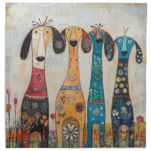 Fanciful Long Tall Hound Dogs Cloth Napkin