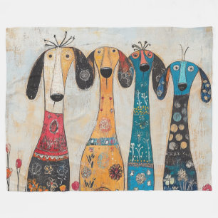 Fanciful Long Tall Hound Dogs Fleece Blanket