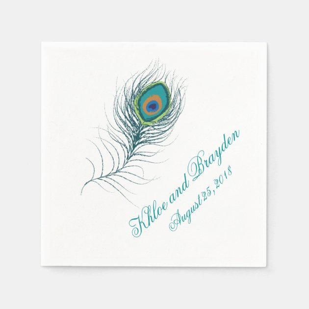 Fanciful Peacock Feather | Wedding Napkin